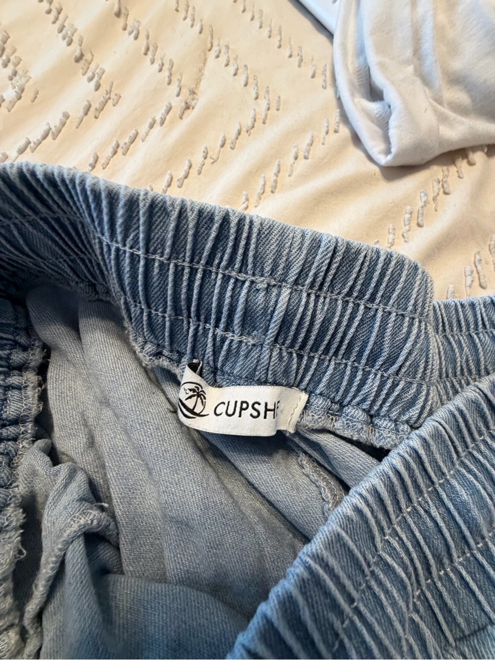 Cupshe Light Blue Terry Cloth High-Waist Drawstring Shorts - Picture 2 of 2